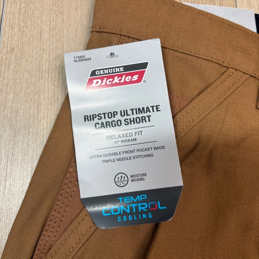 Genuine Dickies Ripstop Ultimate Cargo Shorts Brown Relaxed Fit 36 11